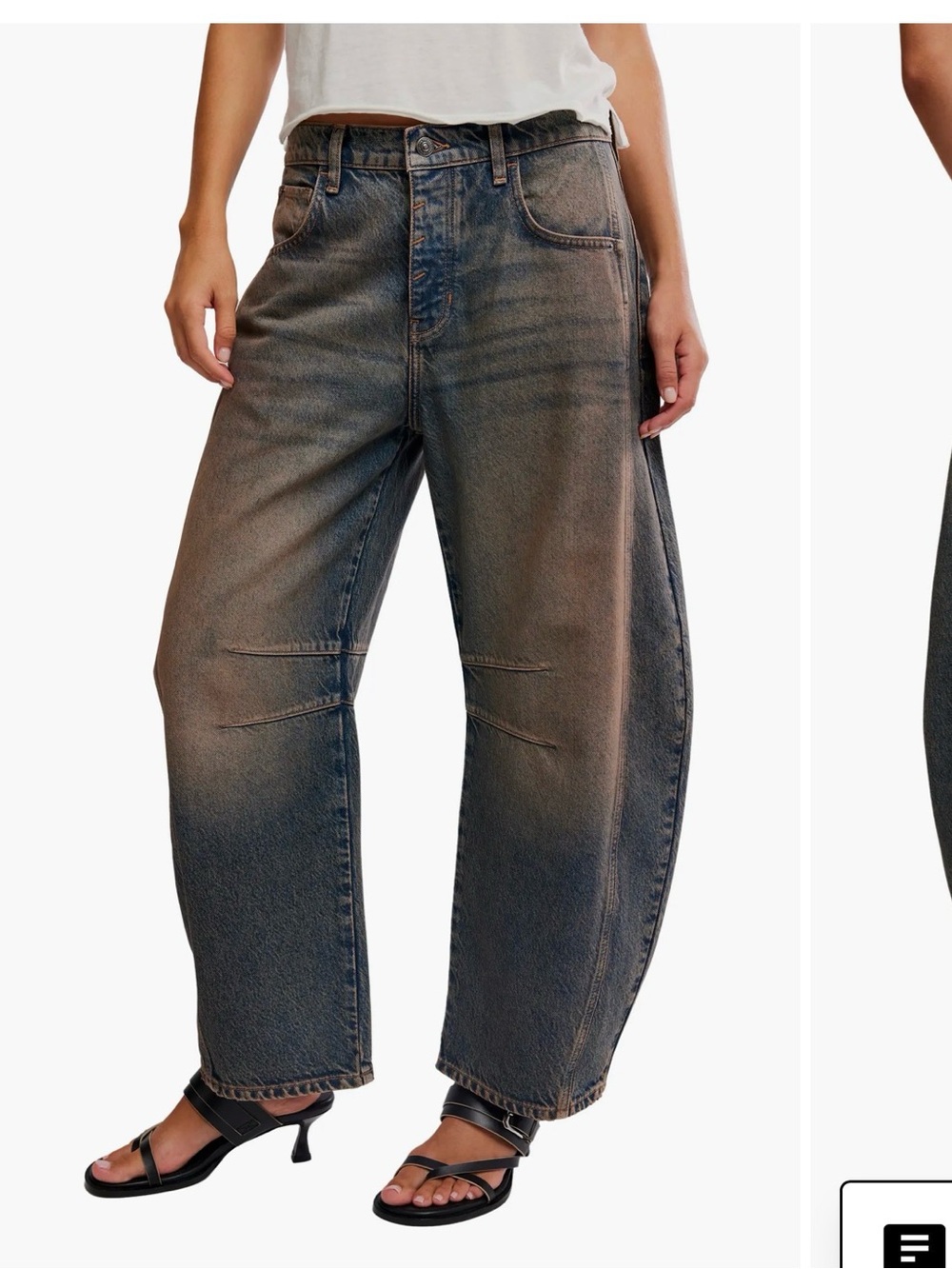Free People Washed Black-to-Brown Wide-Leg Jeans